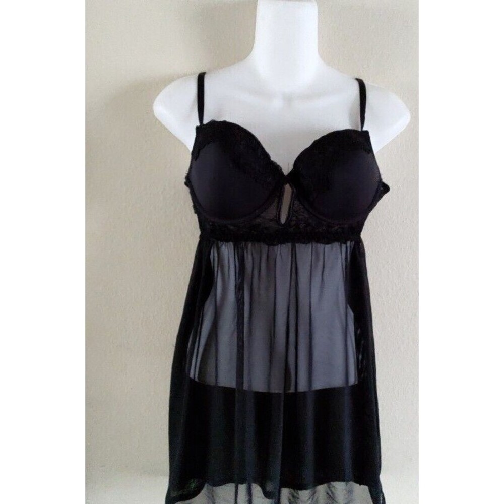 Women's Jessica Simpson Black Sheer Sexy Gown Babydoll Size M